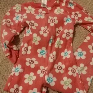 Girls Floral Fleece Footed Onsie Sleeper 4